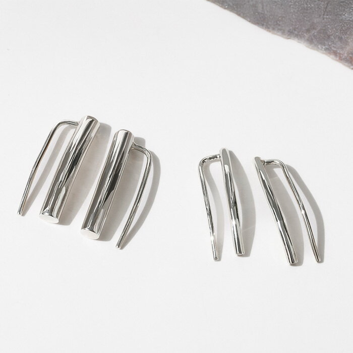 シルバー925ピアス シルバーピアス シルバー ピアス レディース アクセサリー イヤ-アロングフィットピアス シルバー 2way [u (ユ-) ]