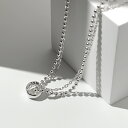 クーポン配布(7月26日1:59まで) シルバー925ネックレス シルバーネックレス チェーン チェーンネックレス レディース アクセサリー リングトップ Wチェーンネックレス ボールチェーン 4面カットアズキチェーン 2way アジャスター