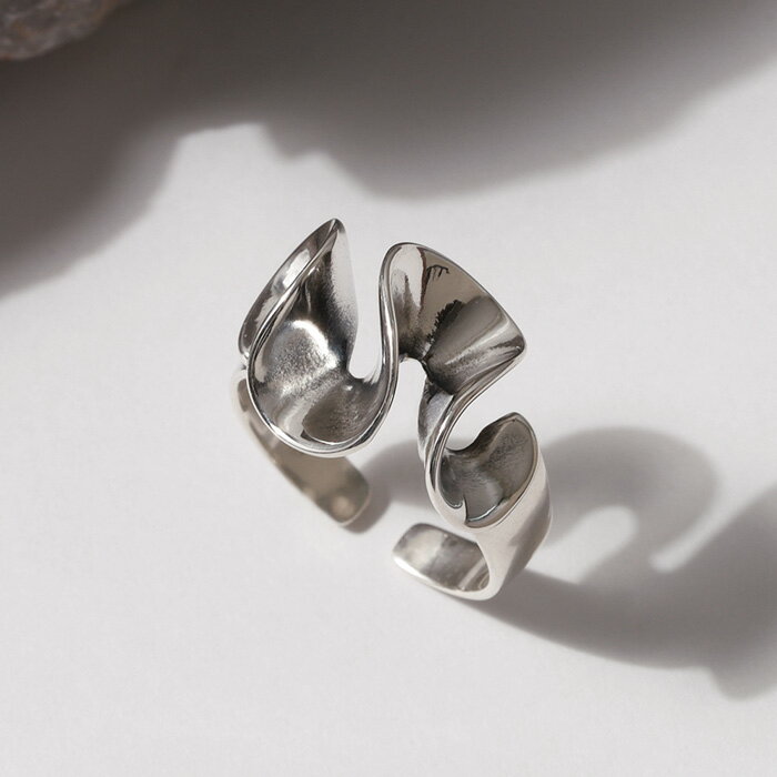 クーポン配布(8月11日1:59まで) シルバー925リング シルバーリング シルバー リング 指輪 レディース アクセサリー フリーサイズ フリルリボン デザイン リングのサムネイル