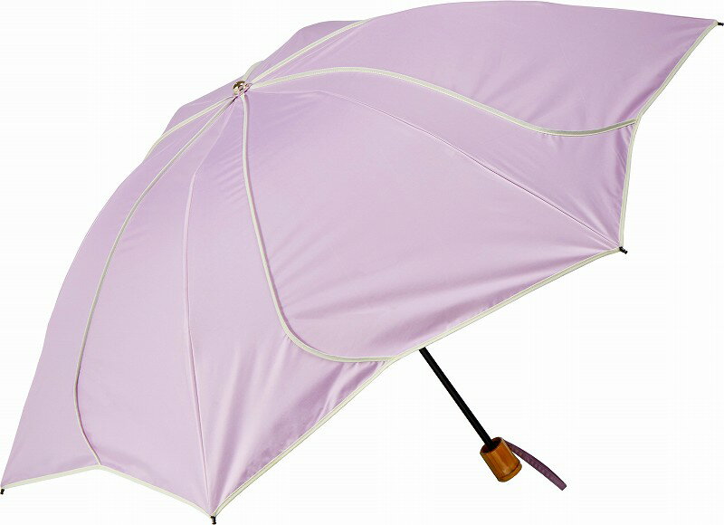【送料無料】手動折りたたみ日傘 55cm6本骨 花びら ラベンダー×オフ [M55HB-063PO-Lavender-off]