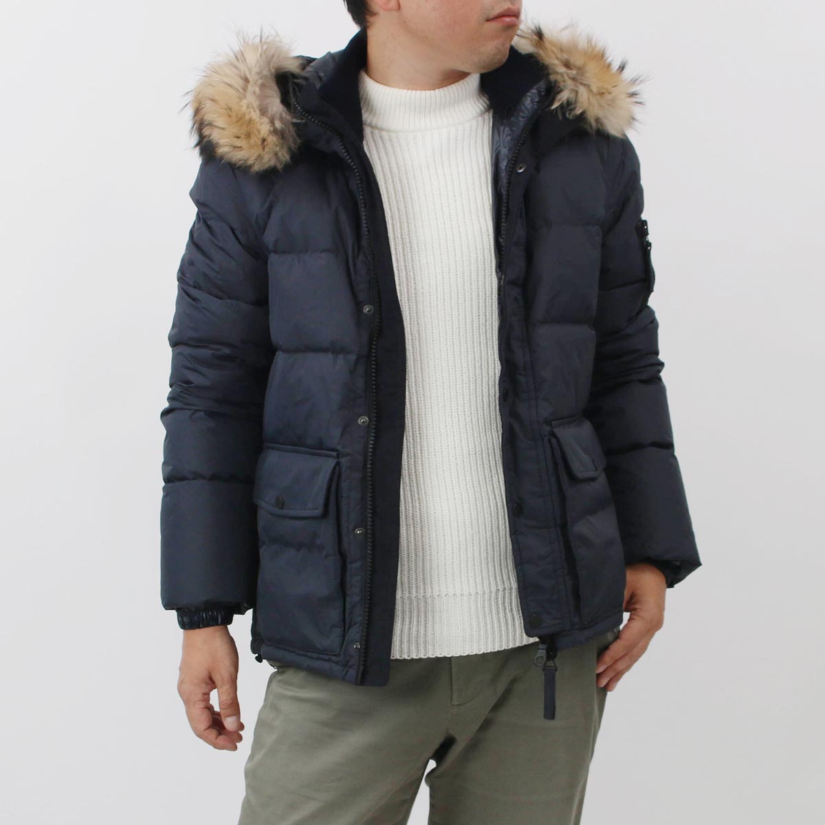 デュベティカ ダウンジャケット アウター メンズ ベイルネ ドゥエ フード付き 着脱可能ファー付き ブルーネイビー 182-U.5631N00 1166 MFN...