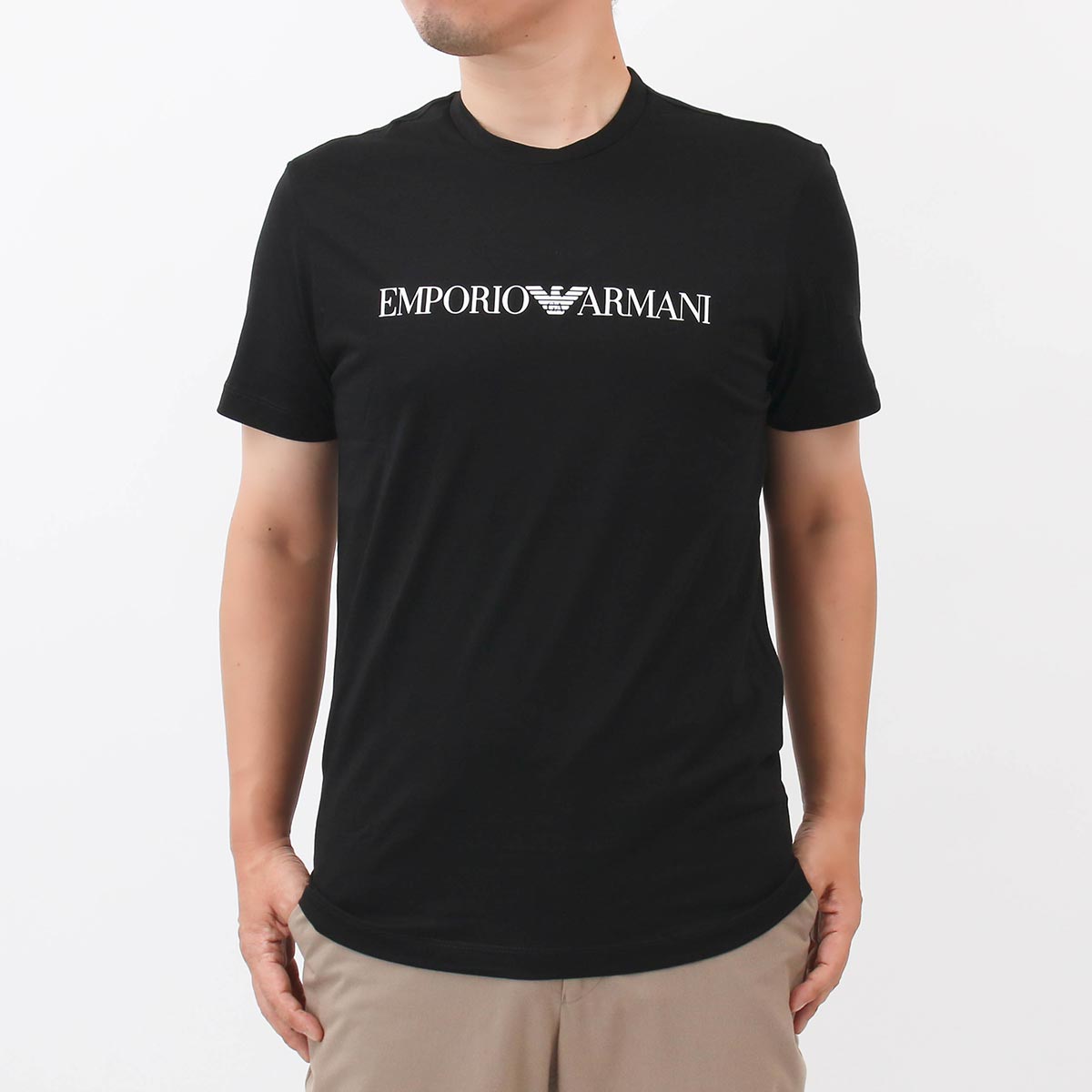 エンポリオアルマーニ Tシャツ 半袖/カットソー トップス メンズ イーグルマーク ブラック 8N1TN5 1JPZZ 0021 2022年春夏新作 EMPORIO ARMANI