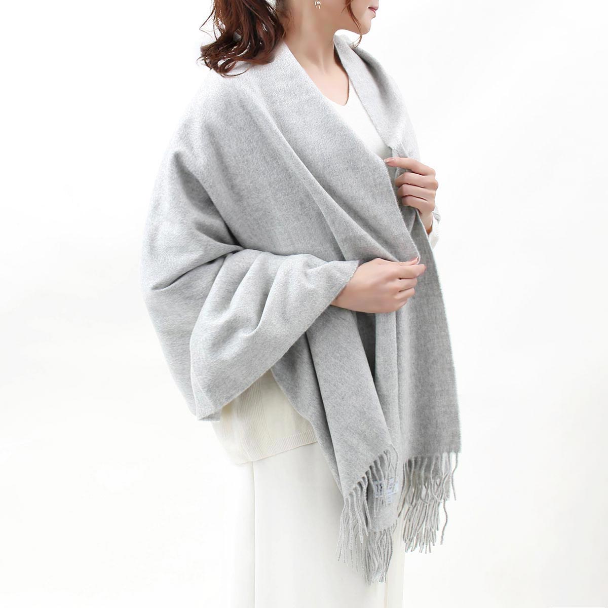 ジョンストンズストール/マフラー メンズ レディース WA56 大判 シルバーライトグレー WA000056 HA0100