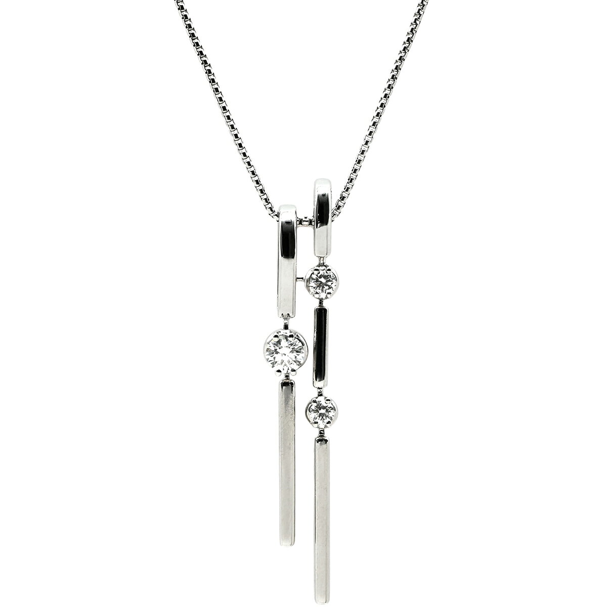 樂天商城 - TASAKI TASAKI ネックレス ダイヤ ペンダント ホワイトゴールド 3石 3粒 ラウンドブリリアントカット ドロップ PTD13306/8406907 【保証書】 【中古】