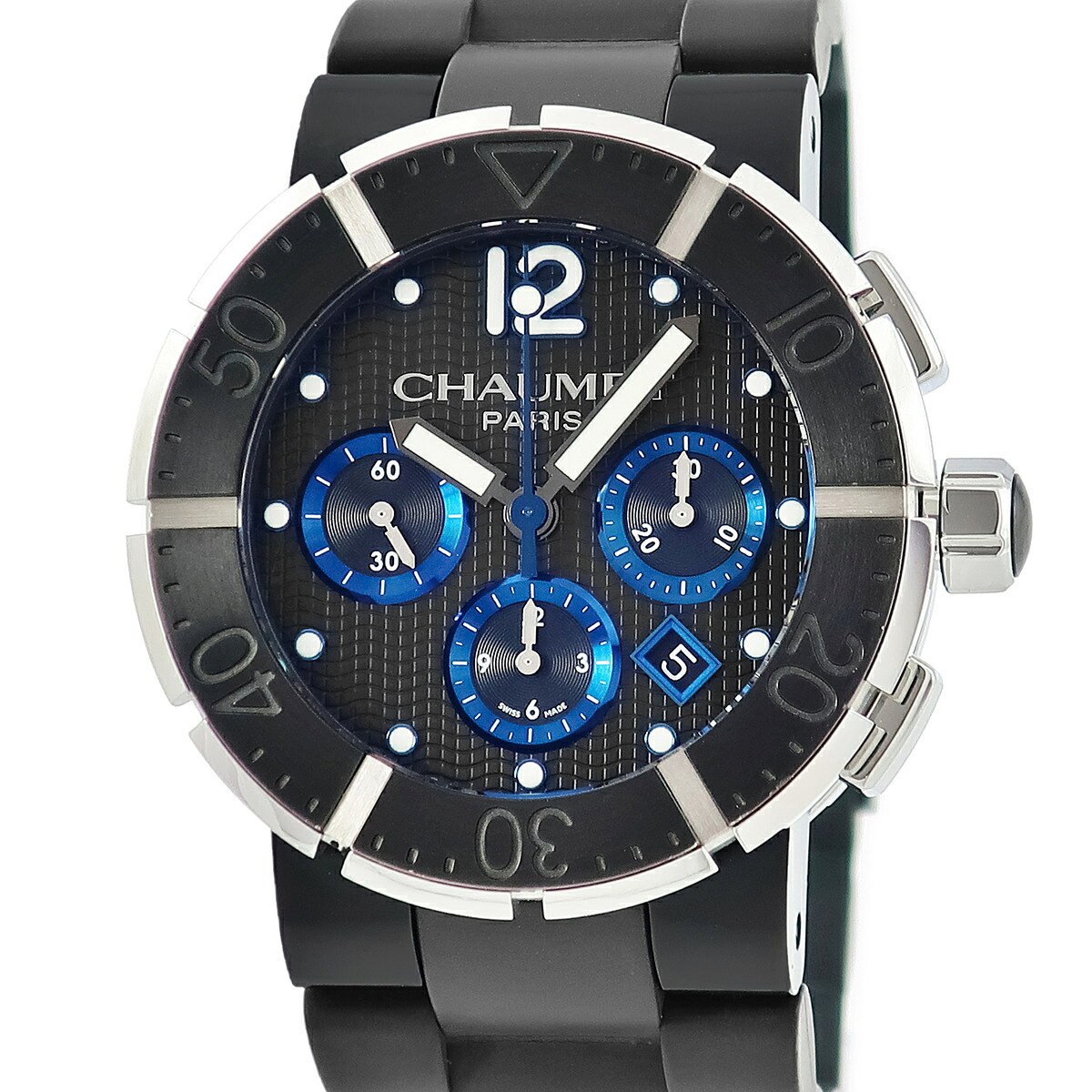 樂天商城 - ショーメ CHAUMET クラスワン クロノグラフ XXL W17291-45B ブラック PVD 逆回転防止ベゼル デイト メンズ 腕時計自動巻き ブラック 【中古】