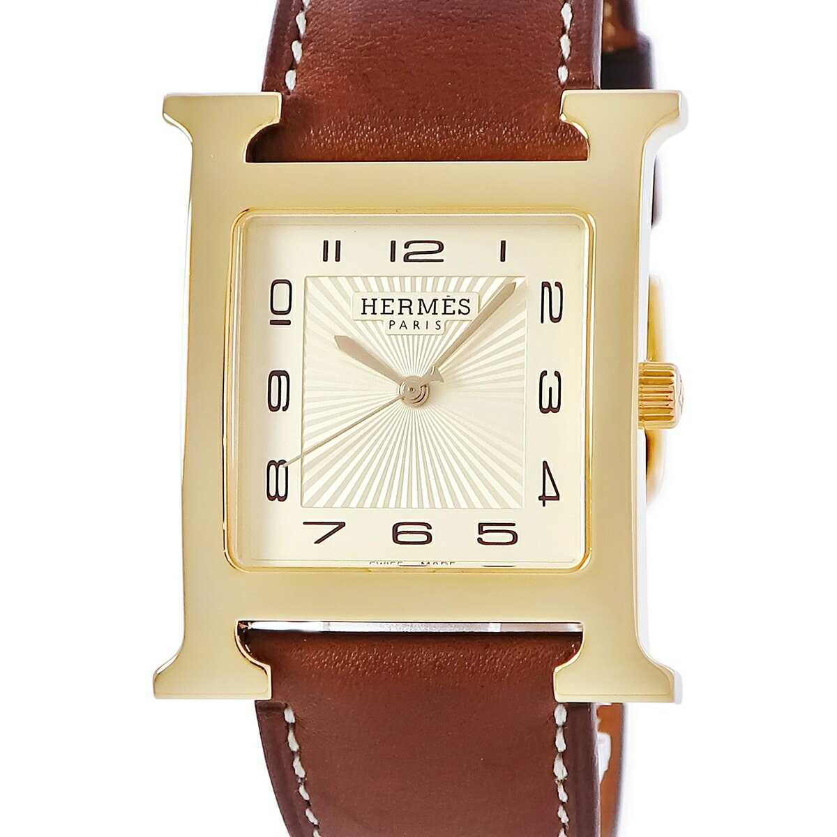 H Watch - エルメス HERMES Hウォッチ TGM HH1.801 H型 スクエア シャンパン アラビア メンズ 腕時計クオーツ ゴールド 【中古】
