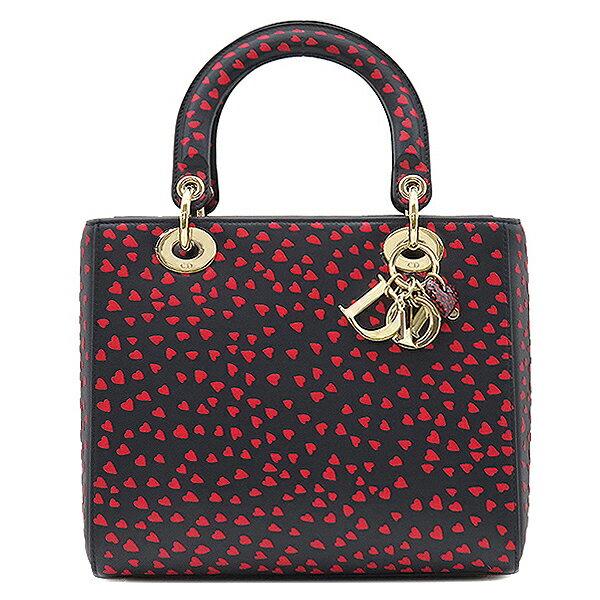 樂天商城 - クリスチャン・ディオール Christian Dior 2WAYバッグ レディディオール I LOVE PARIS レザー ネイビー×レッド ゴールド金具 紺 赤 ハート チャーム 【保存袋】 【中古】