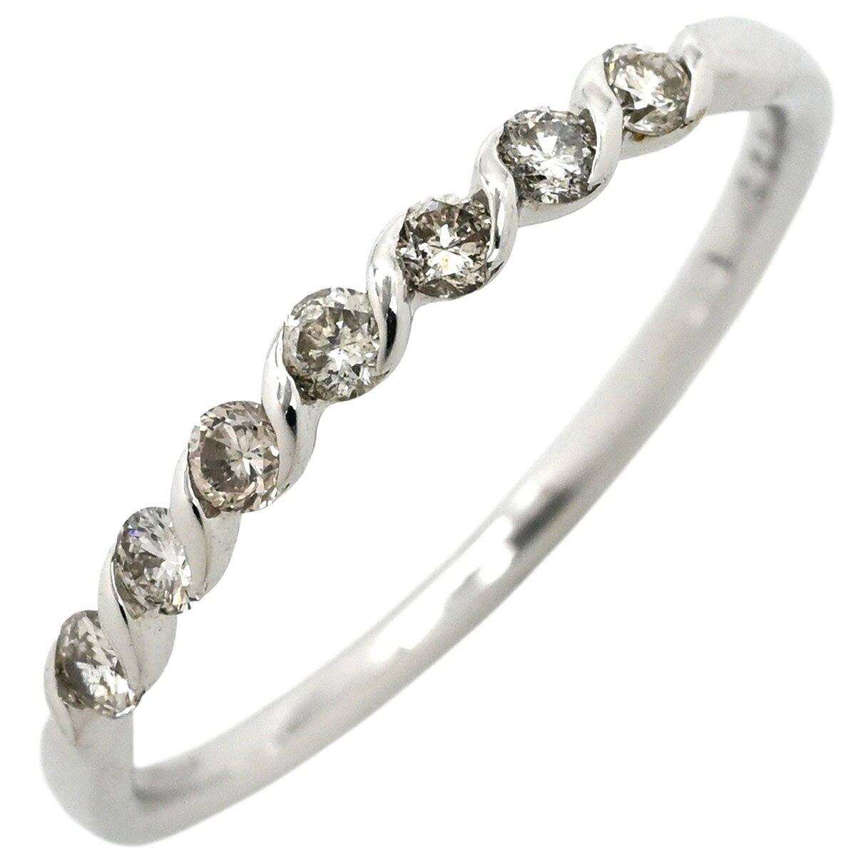樂天商城 - リング 指輪 ダイヤモンドリング 0.20ct ホワイトゴールド 一文字 ダイヤ 18K 750 WG 12号 【中古】