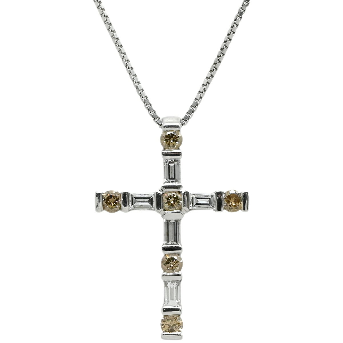 樂天商城 - ダミアーニ DAMIANI ネックレス ルミエール クロス ダイヤ ペンダント ブラウン×ホワイトゴールド 十字架 ブラウンダイヤ 【中古】
