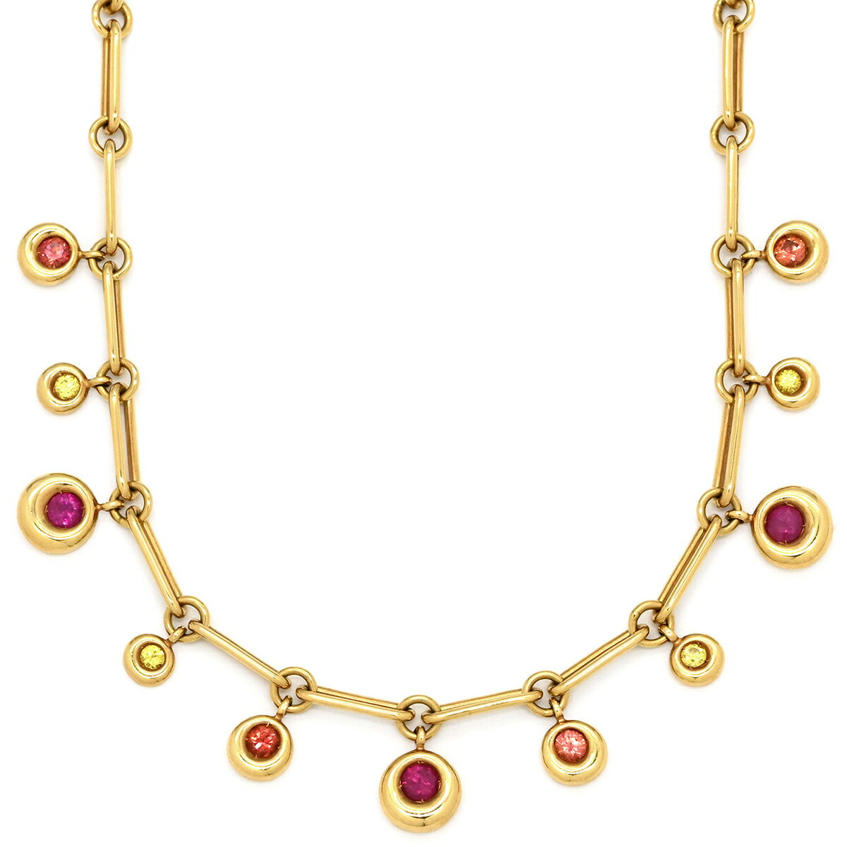 Pink - ショーメ CHAUMET ネックレス アノー ルビー サファイア レッド×オレンジ×イエロー×イエローゴールド 18K 18金 750 【中古】
