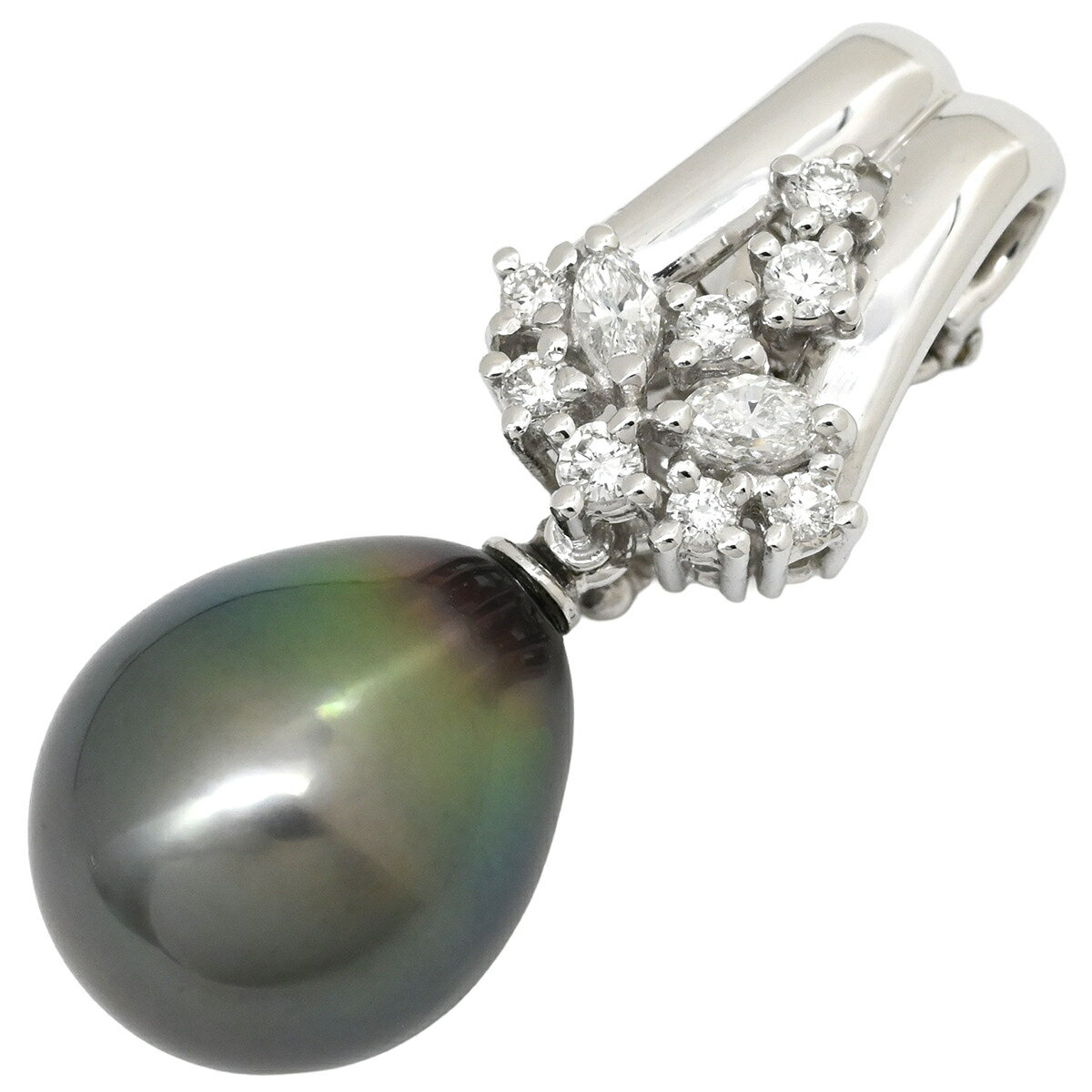 樂天商城 - タサキ TASAKI ペンダントトップ パール 11.4mm ダイヤ グレー×プラチナシルバー プラチナ ネックレストップ 1粒 しずく型 【中古】