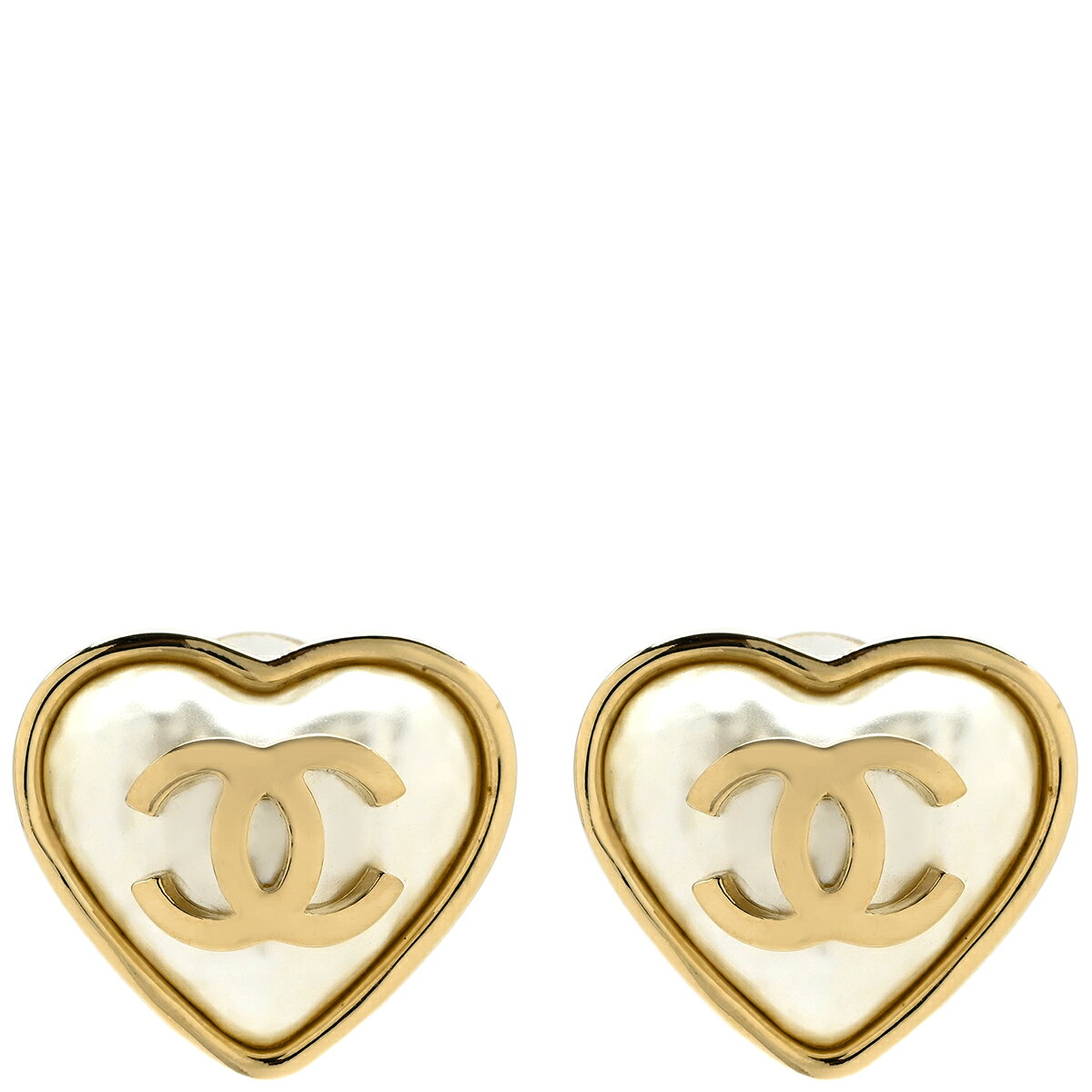 樂天商城 - シャネル CHANEL イヤリング ココマーク ハートモチーフ GP フェイクパール ホワイト×ゴールド CCマーク クリップ B22C 【箱】 【中古】