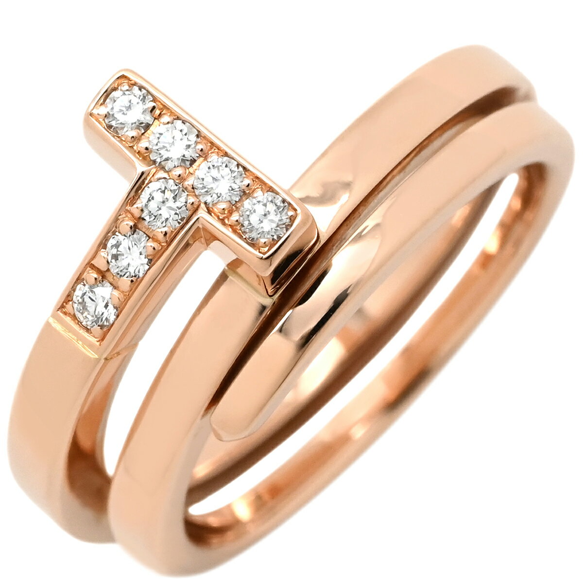 樂天商城 - ティファニー Tiffany & Co リング 指輪 Tスクエア ラップ ローズゴールド ピンクゴールド AU750 18K 7石 7P ダイヤモンド 11.5号 【中古】
