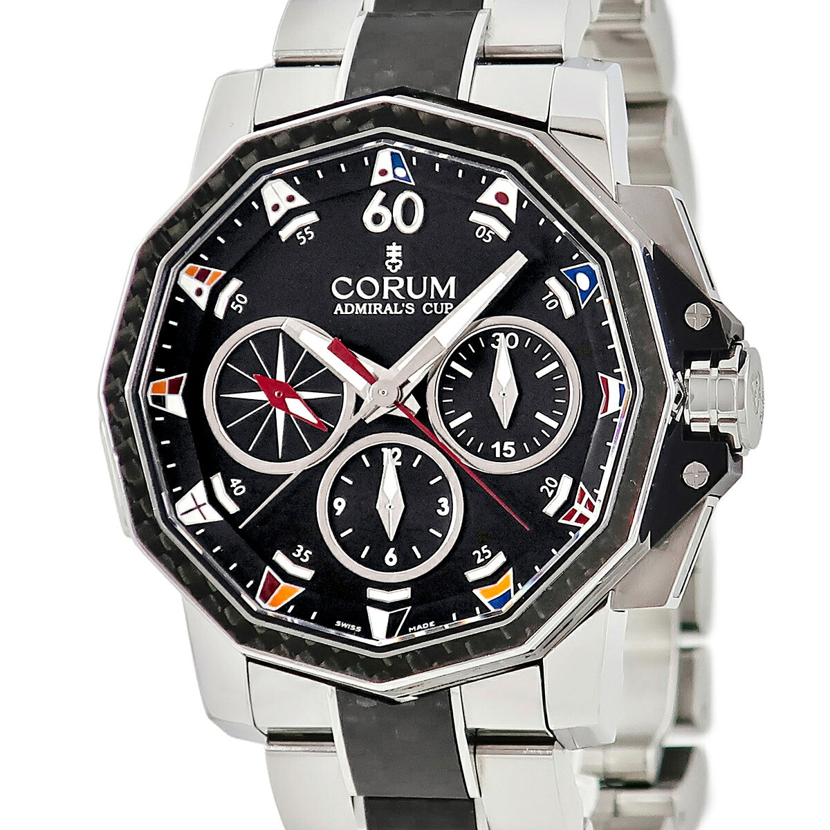 コルム CORUM アドミラルズカップ チャレンジ44 スプリットセコンド クロノ 986.691.11/V761 AN92 黒 限定 メンズ 腕時計自動巻き ブラック 【中古】
