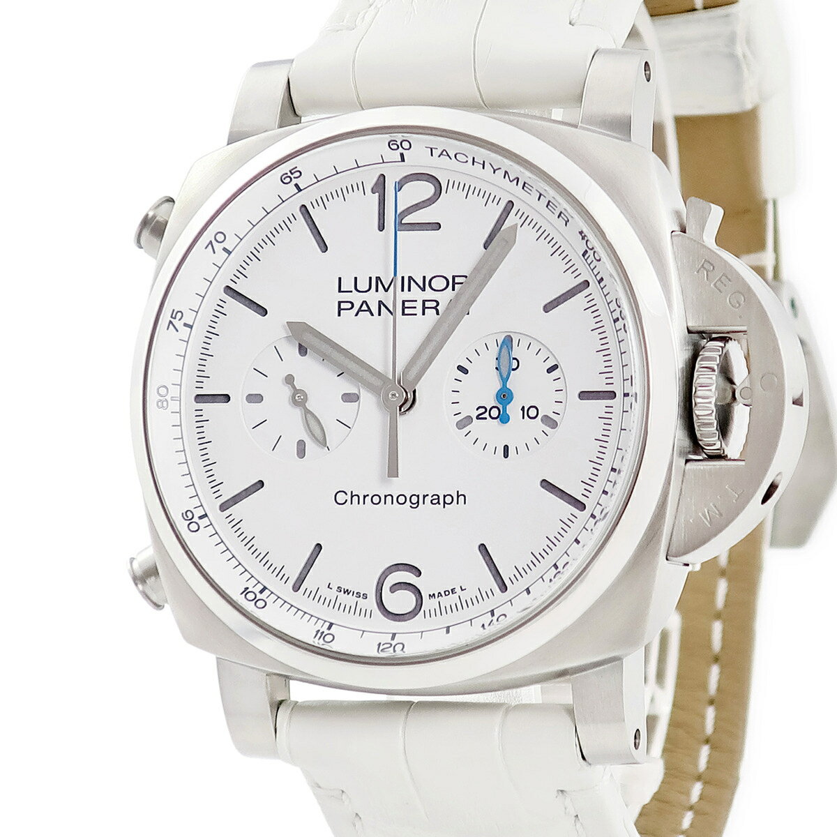 Lumino - パネライ PANERAI ルミノール クロノ PAM01218 X番 ホワイト 白 タキメーター スモールセコンド メンズ 腕時計自動巻き ホワイト 【中古】