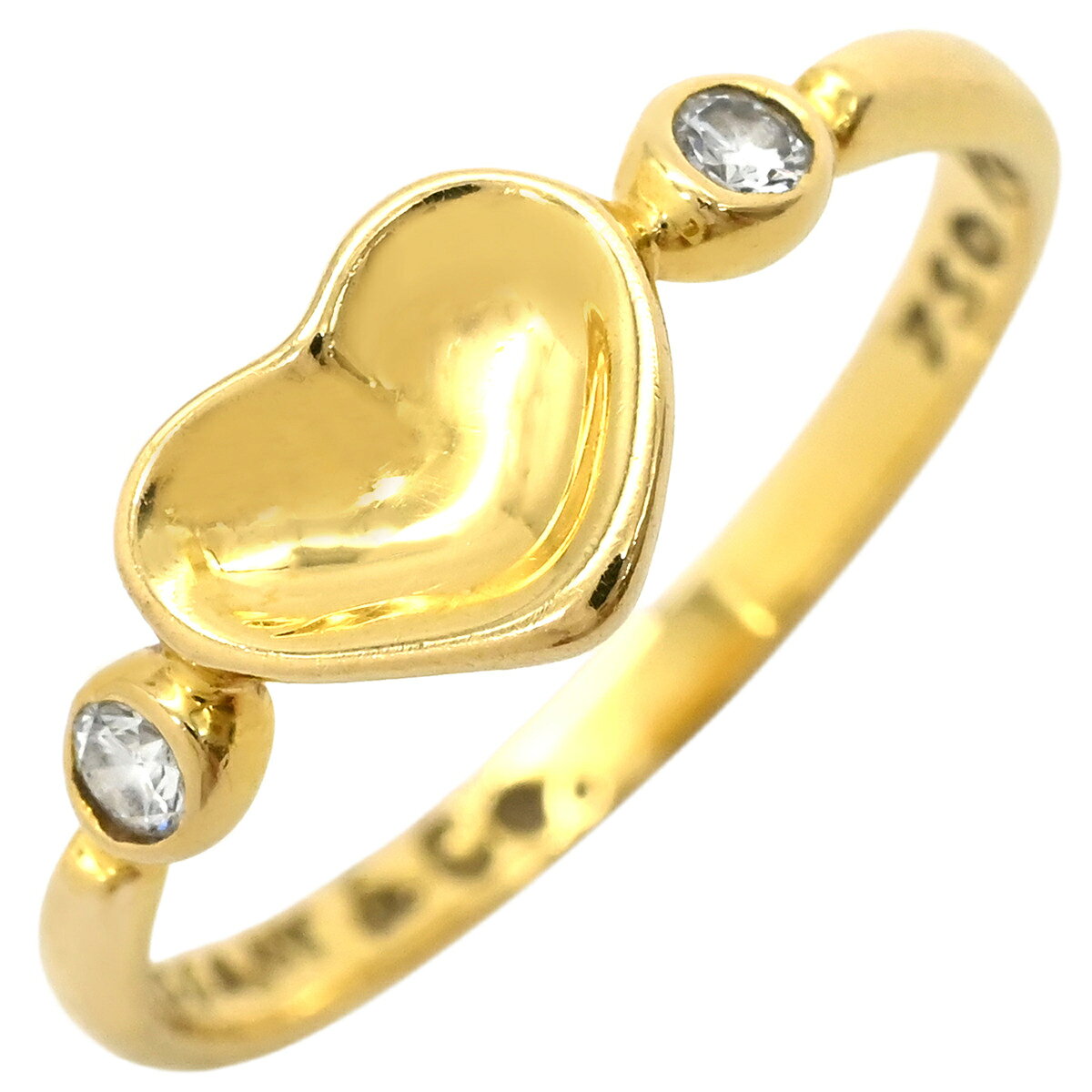 Rakuten - ティファニー Tiffany & Co リング 指輪 フルハート ダイヤ イエローゴールド T＆Co. 18K 750 YG エルサ ペレッティ 2石 2粒 7.5号 【箱】 【中古】