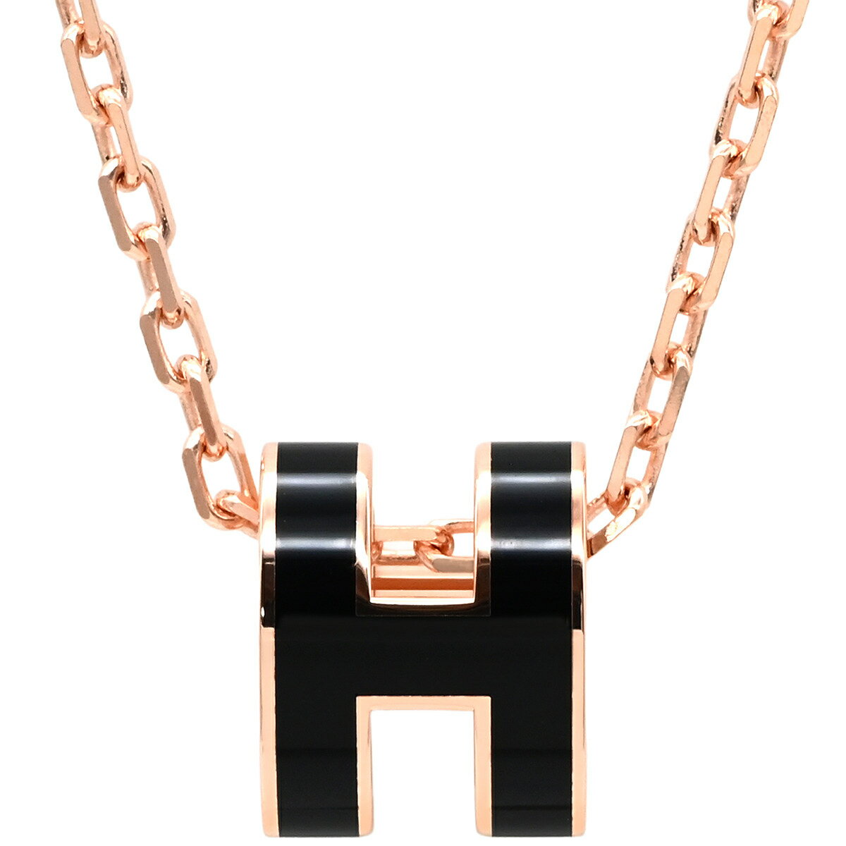 Rakuten - エルメス Hermes ネックレス ポップアッシュ ミニ ペンダント GP ラッカー ブラックXローズゴールド ピンクゴールド 黒 Hモチーフ 新品 未使用 【箱】 【中古】