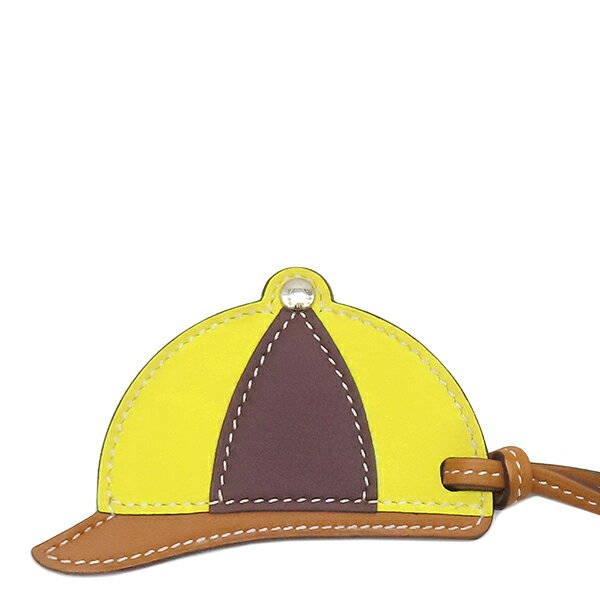 Rakuten - エルメス HERMES バッグチャーム パドック ボンベイ ヴォースイフト ヴォーバトラー ライム×ゴールド×モカ シルバー金具 黄色 茶 帽子 キャップ 【箱】 【中古】