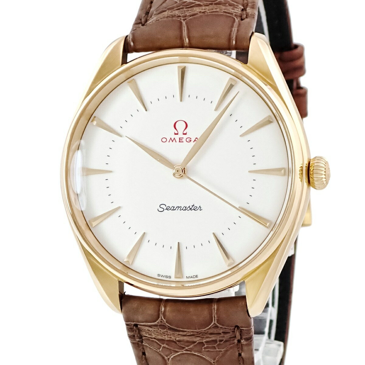 オメガ OMEGA シーマスター オリンピック オフィシャルタイムキーパー 522.53.40.20.04.001 K18YG無垢 メンズ 腕時計自動巻き ホワイト 【中古】
