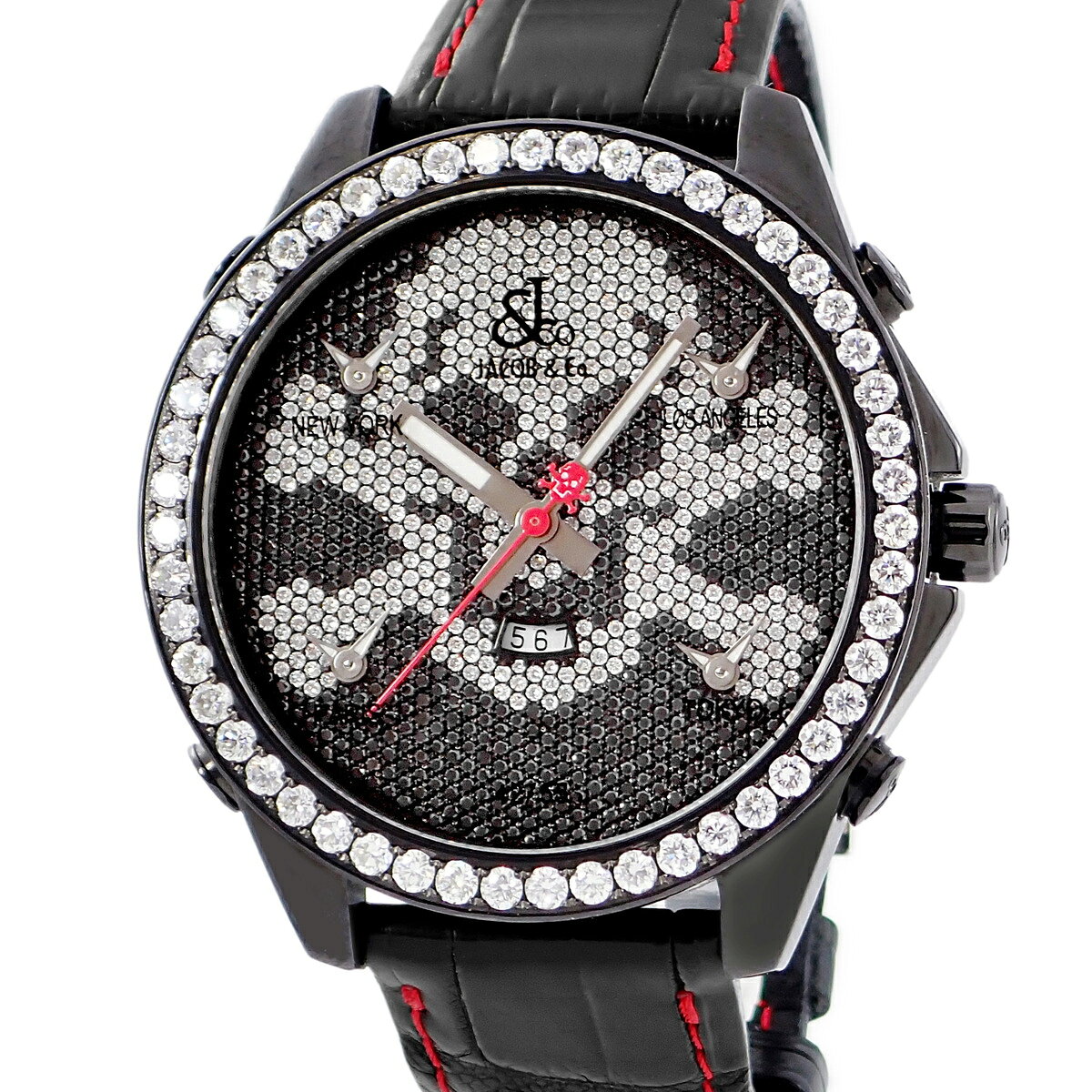 ジェイコブ JACOB&CO 5タイムゾーン スカル リミテッド JC-SKULL9D 47mm 純 ...