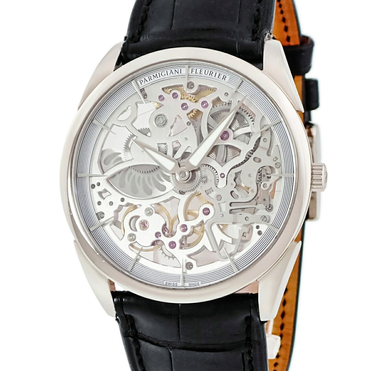 パルミジャーニ・フルリエ PARMIGIANI FLEURIER トンダ 1950 スケルトン PFC280-1200100-HA1441 K18WG無垢 メンズ 腕時計自動巻き シルバー 【中古】