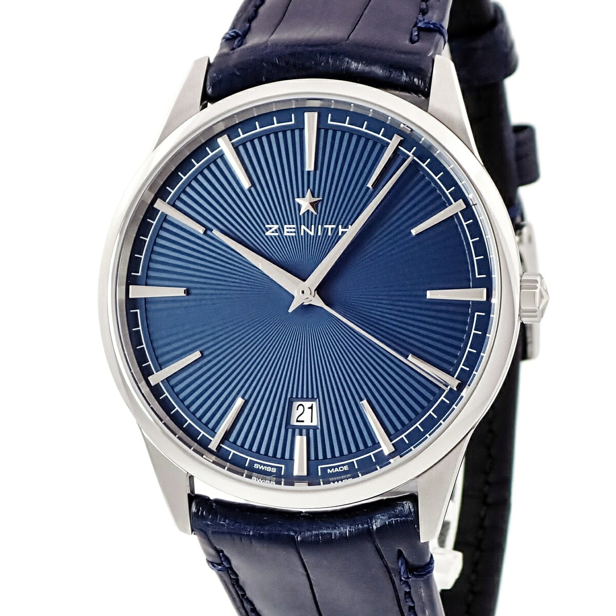 ゼニス ZENITH エリート クラシック 03.3100.670/02.C922 未使用 ブルー デイト バー サンビーム メンズ 腕時計自動巻き ブルー 【中古】