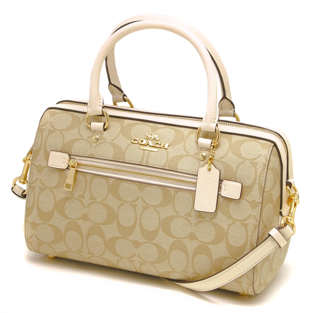 はるまきcoach シグネチャー　ボストンバック　ショルダーストラップ付き COACH ボストンバッグショルダーストラップ付きホワイト