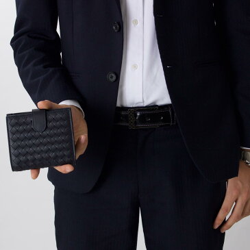 ボッテガヴェネタ (ボッテガ・ヴェネタ) 財布 BOTTEGA VENETA 二つ折り財布 イントレチャート INTRECCIATO トルマリンネイビー 121059 V001N 4014 メンズ