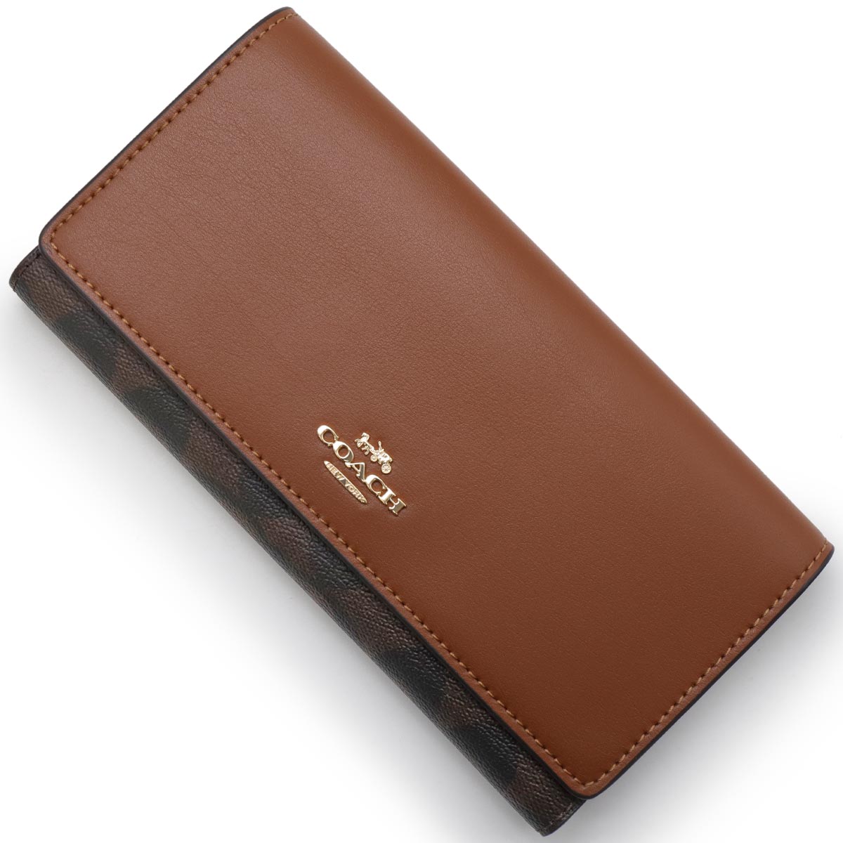 コーチ 長財布 財布 レディース シグネチャー スリム 三つ折り ブラウン&レッドウッドブラウン C5966 IMW6S COACHのサムネイル