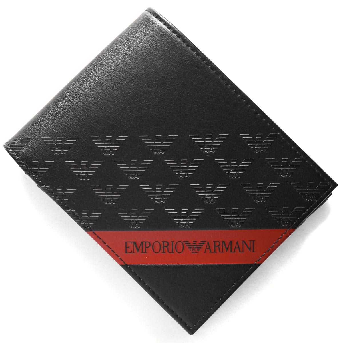 アルマーニ エンポリオアルマーニ 二つ折り財布 財布 メンズ イーグルマーク ストライプ ブラック Y4R165 YQ12V 80681 EMPORIO ARMANI