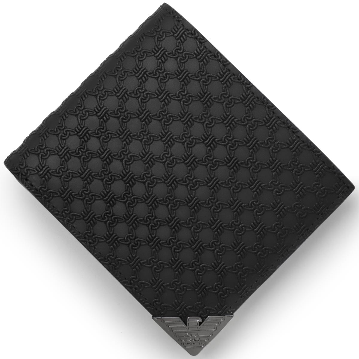 エンポリオアルマーニ二つ折り財布 財布 メンズ モノグラム イーグルプレート ブラック Y4R167 YQ82X 80001