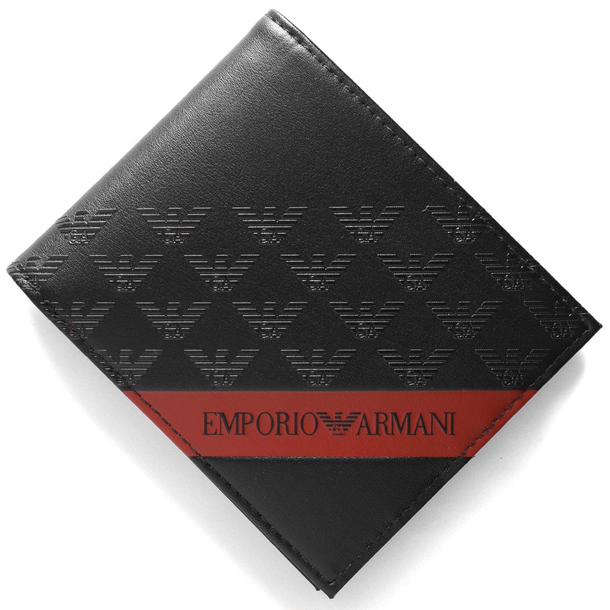 アルマーニ エンポリオアルマーニ 二つ折り財布（札入れ） 財布 メンズ イーグルマーク ストライプ ブラック Y4R168 YQ12V 80681 EMPORIO ARMANI