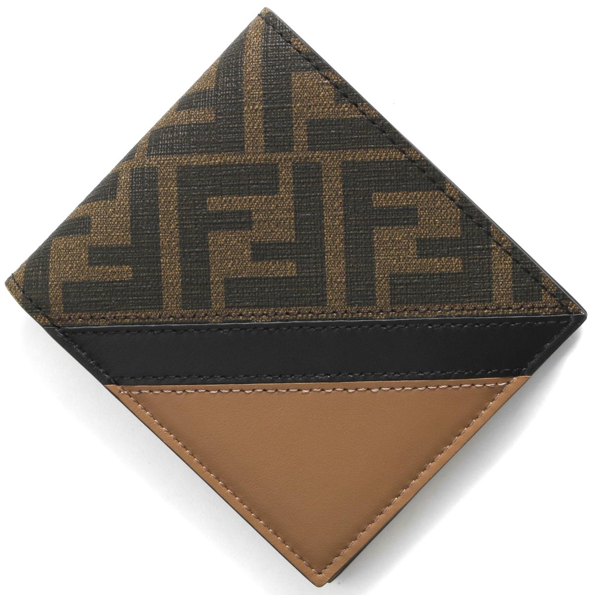 フェンディ 財布（メンズ） フェンディ 二つ折り財布（札入れ） 財布 メンズ ダイアゴナル ズッカ FF タバコブラウン&サンドブラウンベージュ&ブラック 7M0169 AJF8 F1EGA FENDI