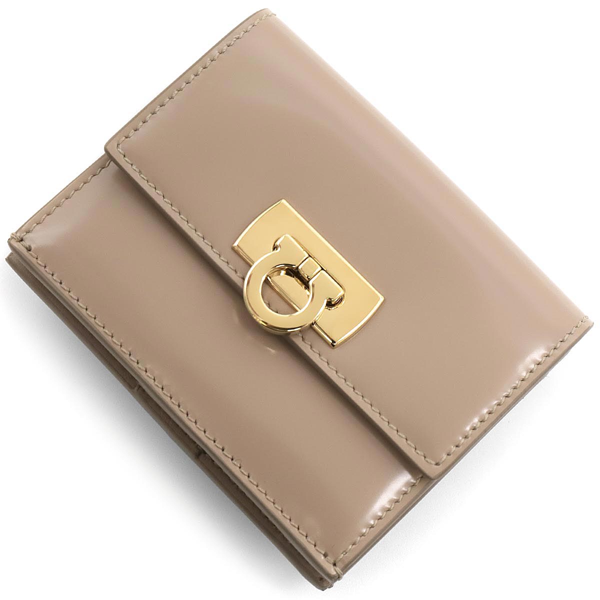 フェラガモ二つ折り財布/ミニ財布 財布 レディース ワンダ ガンチーニ GANCINO ベージュ 220434 BEIGE 0763020