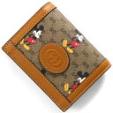 グッチ 二つ折り財布/ミニ財布 財布中古 メンズ レディース GGスプリーム GUCCI × DISNEY Mickey ミッキーマウス ディズニー コラボ GG ベージュ系 キャメル系 602534 HWUBM 8559 GUCCI