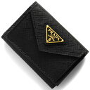 プラダ 財布（レディース） プラダ 三つ折り財布/ミニ財布 財布 レディース サフィアーノ トライアングル 三角ロゴプレート ブラック 1MH021 QHH F0002 PRADA