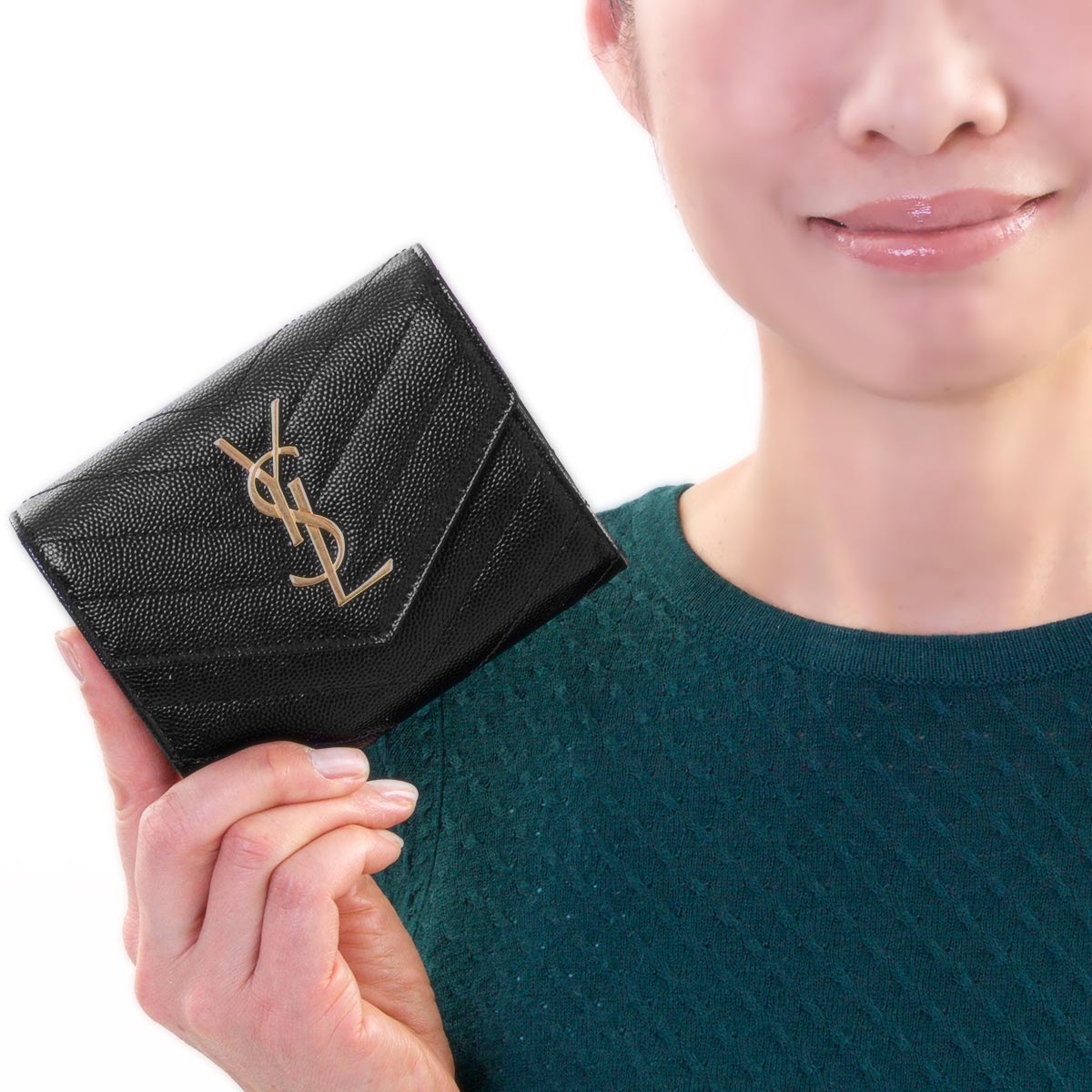 サンローランパリ イヴサンローラン 三つ折り財布 財布 レディース モノグラム YSL ブラック 403943 BOW01 1000 SAINT LAURENT PARIS