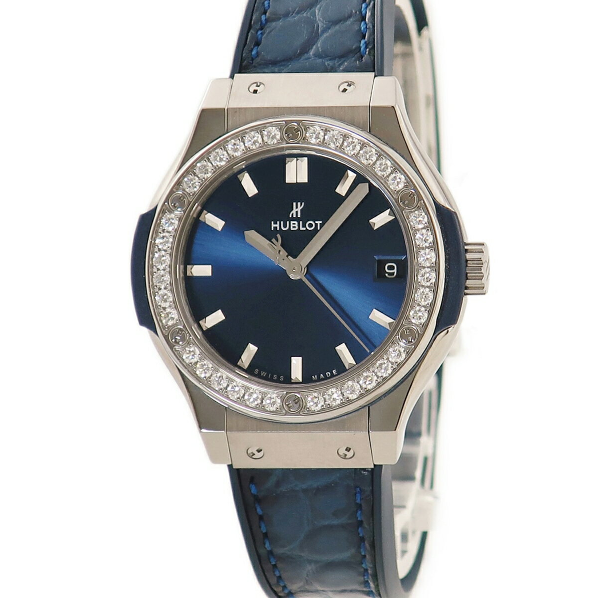 ウブロ 腕時計（レディース） ウブロ クラシックフュージョン 581.NX.7170.LR.1104 純正ダイヤ 青 バー クオーツ