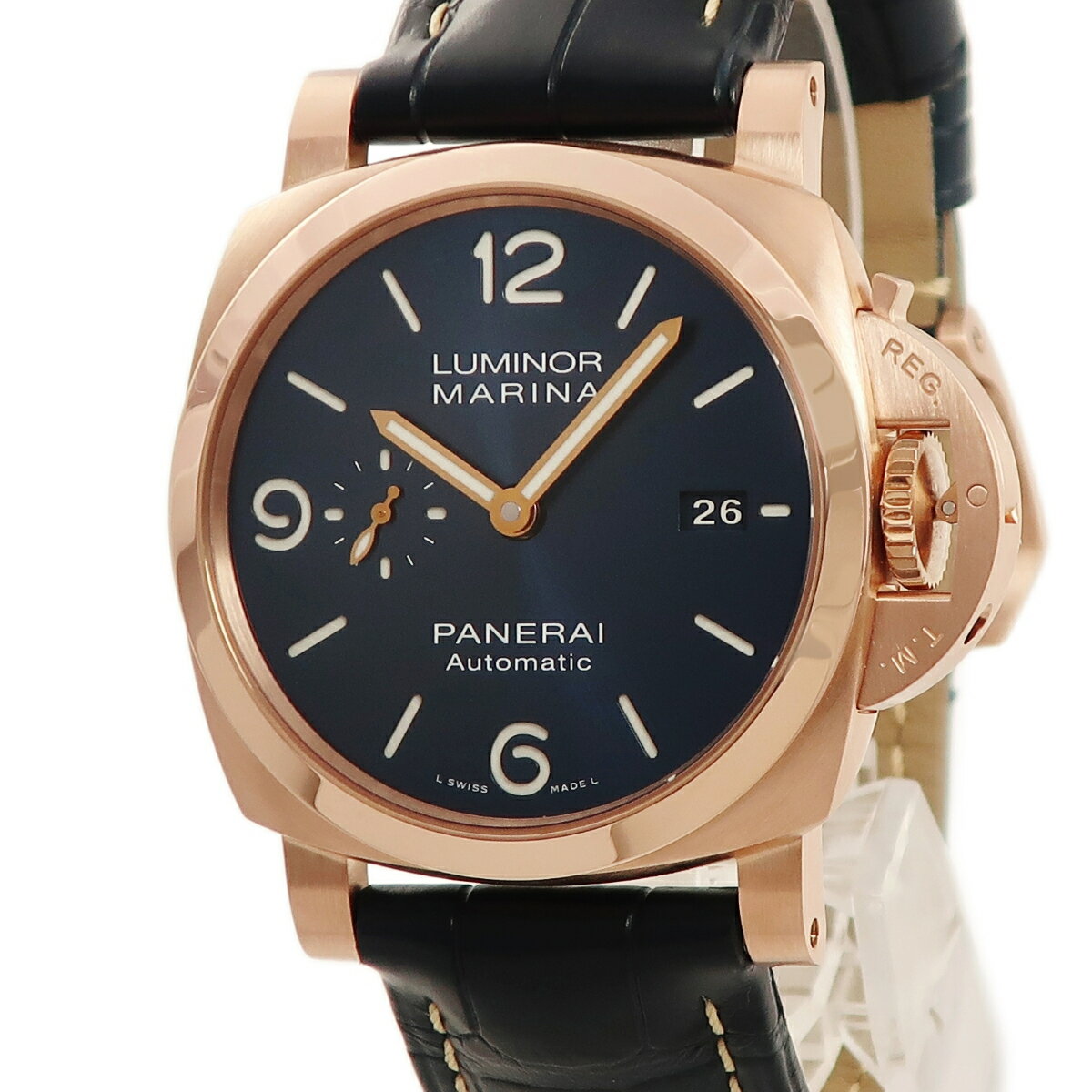 ルミノール 腕時計（メンズ） パネライ ルミノール マリーナ ゴールドテック PAM01112 W番 K18 ゴールドテック 青 自動巻き