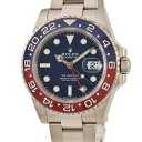 GMTマスター 腕時計（メンズ） ロレックス GMTマスター2 126719BLRO メーカーOH済 ランダム番 K18WG無垢 青 ベンツ針 自動巻き