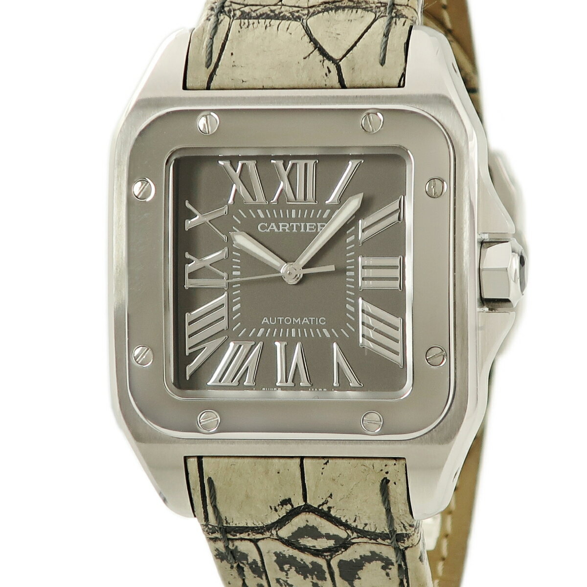 カルティエ サントス 腕時計（メンズ） カルティエ サントス 100 LM サマーリミテッド W20134X8 角型 ローマン 限定 2008年 自動巻き
