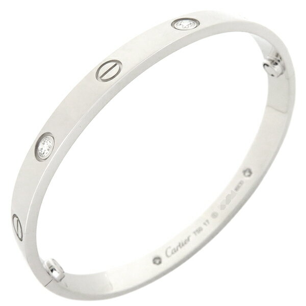 カルティエ ブレスレット LOVE ラブブレス ハーフダイヤ 4Pダイヤ K18WG シルバー #17 750WG 18K 18金 B6070117 中古のサムネイル