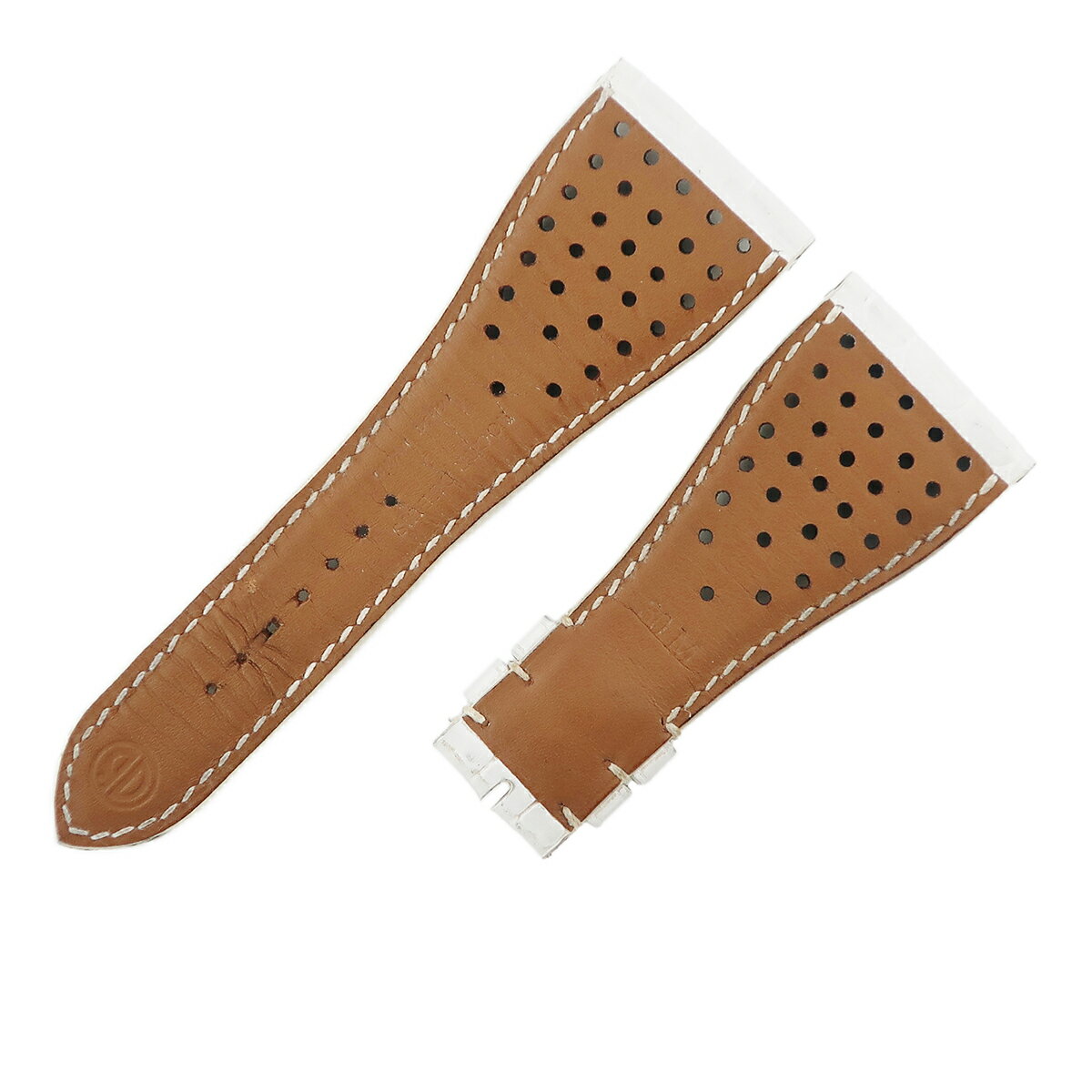 ロジェデュブイ 腕時計パーツ ゴールデンスクエア用 クロコバンド クロコダイル ホワイト 純正 替え ベルト ストラップ 30mm 白 中古