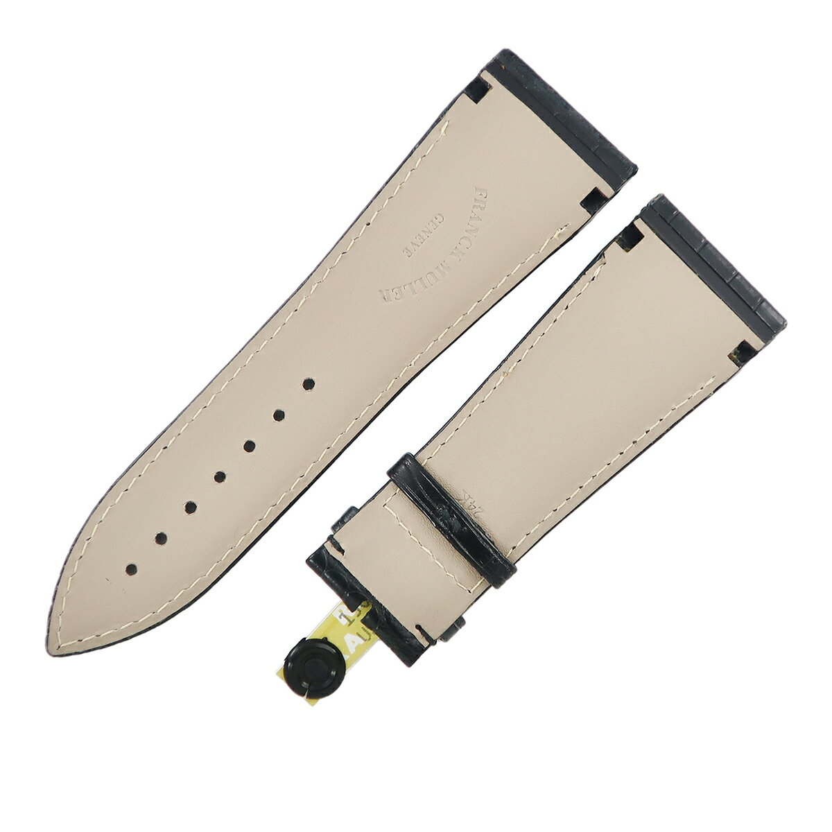 フランクミュラー 腕時計パーツ コンキスタドール コルテス 10000 KING用 クロコバンド クロコダイル ブラック 未使用 純正 ベルト ロング 30mm 黒 中古