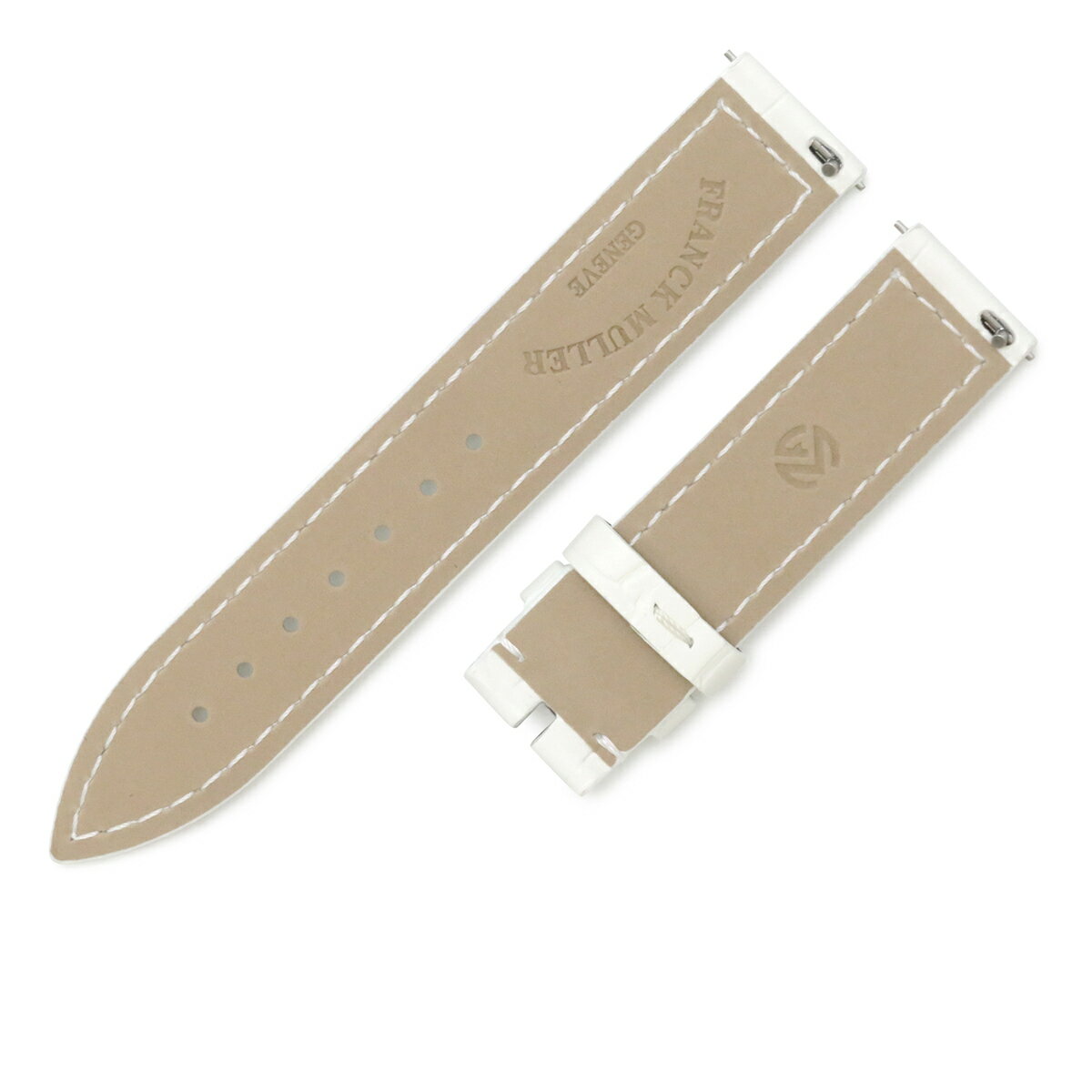 フランクミュラー 腕時計パーツ ロングアイランド 900/902用 クロコバンド クロコダイル ホワイト 未使用 純正 替え ベルト マット 16mm 白 中古