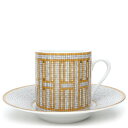 エルメス 食器 モザイク 24 コーヒーカップ&ソーサー 磁器 ゴールド未使用 モーニングカップ ポーセリン 中古