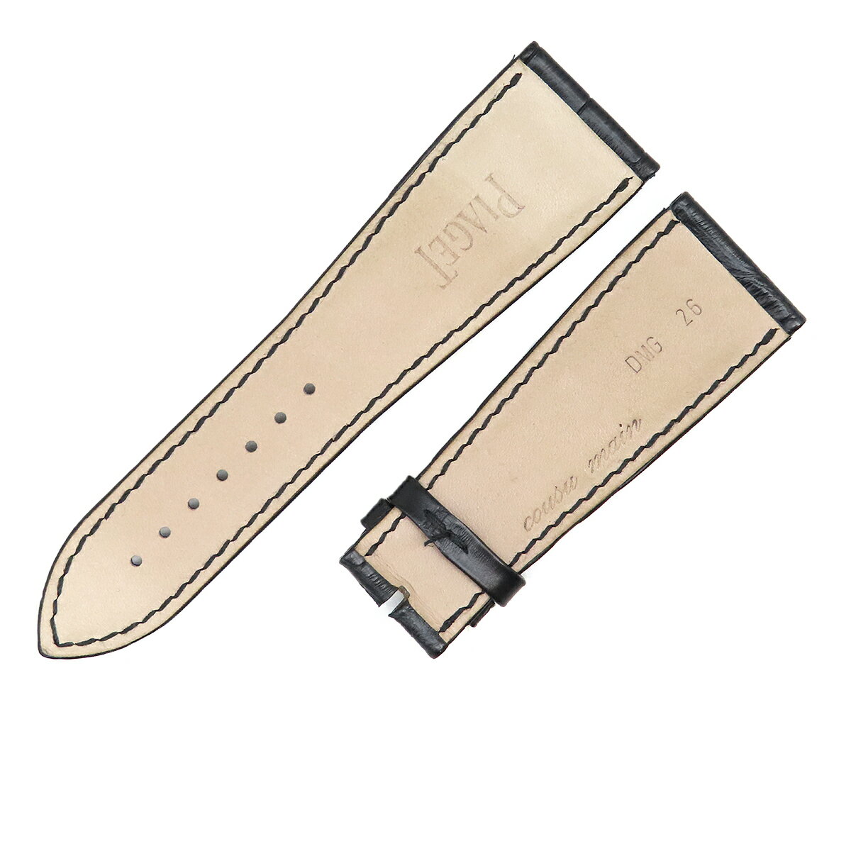 ピアジェ 腕時計パーツ クロコダイル ブラック 純正 替え クロコ ベルト バンド ストラップ 26mm ブラック 黒 中古