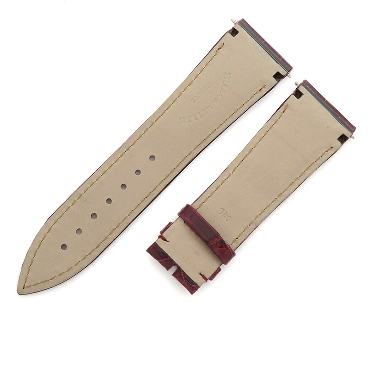 フランクミュラー 腕時計パーツ 10000H用 クロコダイル ワインレッド 新品同様 純正 替え クロコ ベルト バンド ストラップ バネ棒 27mm ロング 艶 ワインレッド 赤 中古