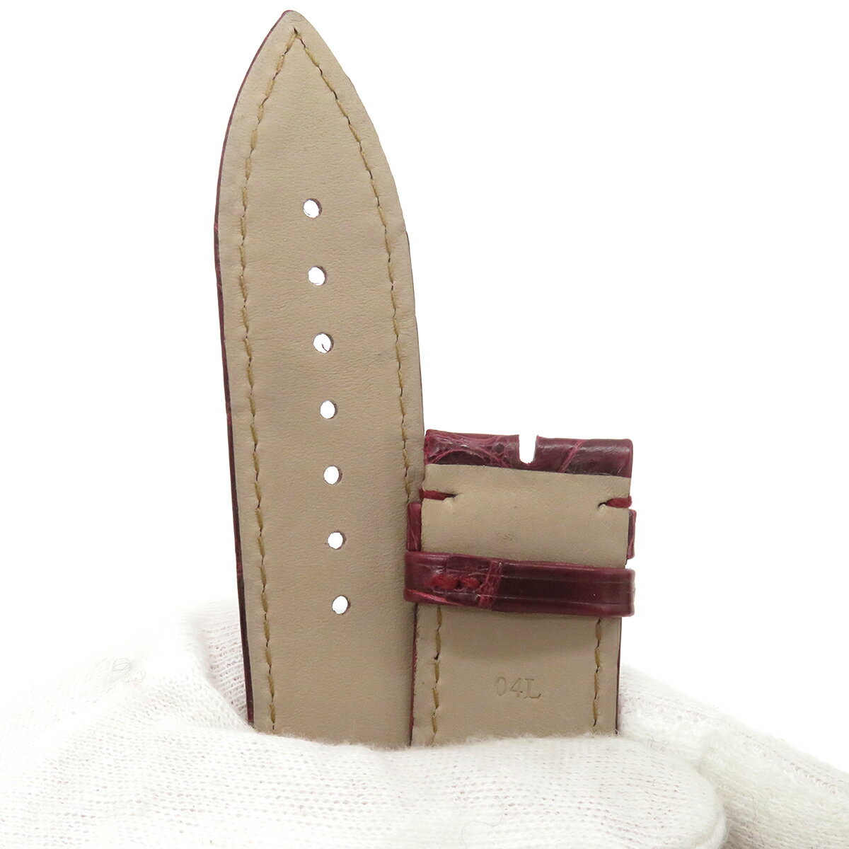 フランクミュラー 腕時計パーツ 10000H用 クロコダイル ワインレッド 新品同様 純正 替え クロコ ベルト バンド ストラップ バネ棒 27mm ロング 艶 ワインレッド 赤 中古