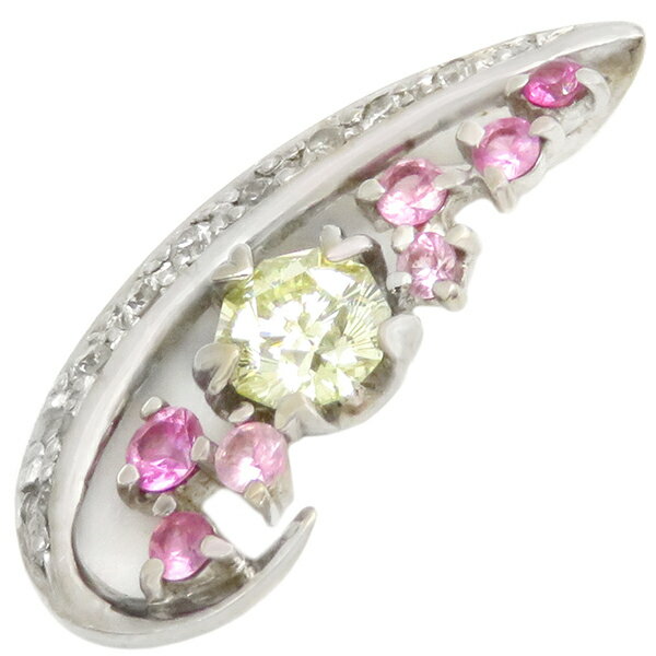 ペンダントトップ ダイヤ K18WG シルバー 桜モチーフ 中古